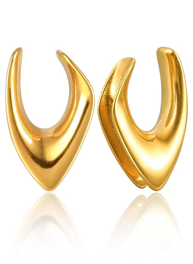 Earblity 1 Pair Cute saddle gauges 00g/ 10mm Ear Tunnels Plugs 316 Stainless Steel Gold Ear Gauges Weight Saddle Plugs Hypoallergenic expander Piercing Body Jewelry - Image 1